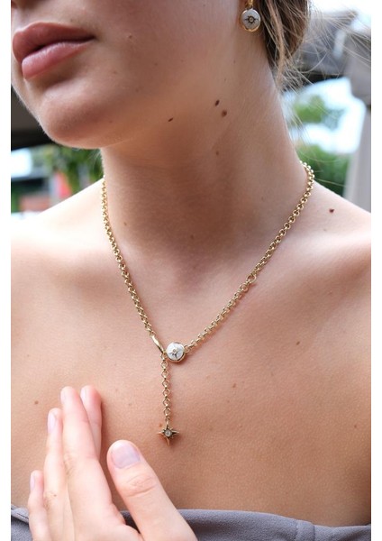 Altın Beyaz Yıldız Kolye modelleri