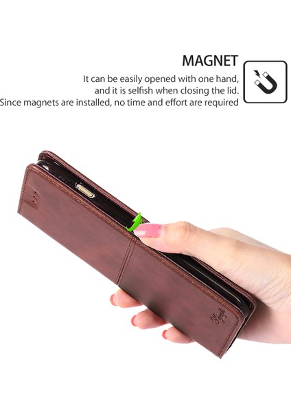 Xiaomi Poco F6 5g Folio Kılıf Kart Yuvaları ile Pu Deri Standı Manyetik Kapatma Telefon Kapağı-Koyu Kahverengi (Yurt Dışından) fiyatları