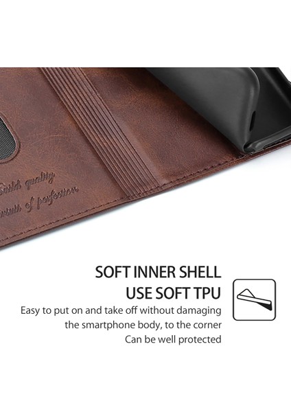 Xiaomi Poco F6 5g Folio Kılıf Kart Yuvaları ile Pu Deri Standı Manyetik Kapatma Telefon Kapağı-Koyu Kahverengi (Yurt Dışından) indirimleri