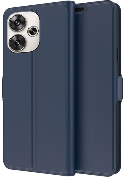 Xiaomi Poco F6 5g Manyetik Kılıf Pu+Tpu Kart Tutuculu Standlı Telefon Kapağı-Mavi (Yurt Dışından)