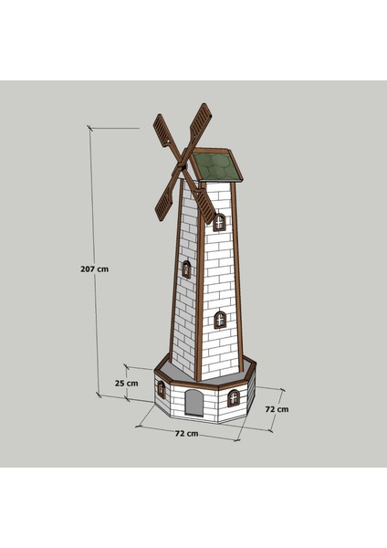 Ahşap Yel Değirmenli Kedi Evi