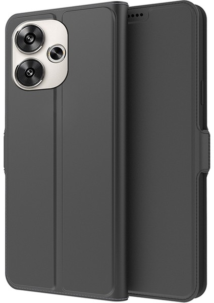 Xiaomi Poco F6 5g Manyetik Kılıf Pu+Tpu Kart Tutuculu Standlı Telefon Kapağı-Siyah (Yurt Dışından)