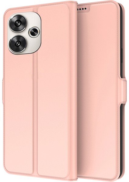 Xiaomi Poco F6 5g Manyetik Kılıf Pu+Tpu Kart Tutuculu Standlı Telefon Kapağı-Gül Altın (Yurt Dışından)