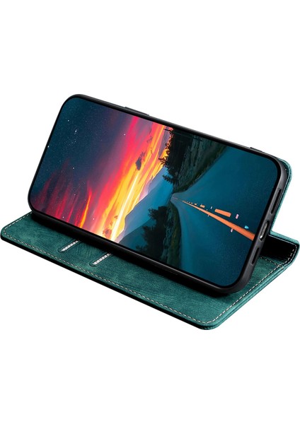 Xiaomi Poco F6 5g Deri Kılıf Rfıd Engelleme Cüzdan Anti-Şok Telefon Kapağı-Yeşil (Yurt Dışından) fırsatları