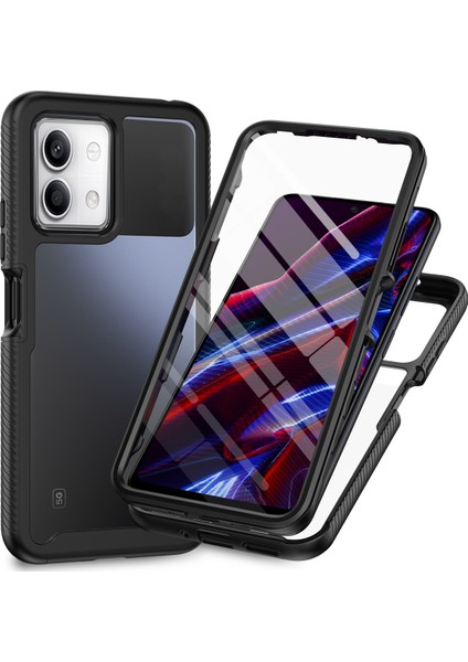 Xiaomi Redmi Note 13 5g Kılıf Pc+Tpu Telefon Kılıfı, Pet Ekran Koruyucu-Siyah (Yurt Dışından)