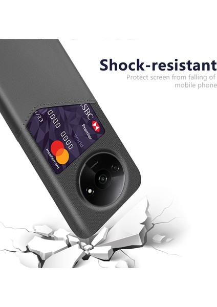 Xiaomi Poco C61 4g Koruyucu Kılıf Kart Yuvası Pu+Pc Telefon Kapağı-Gri (Yurt Dışından) modelleri