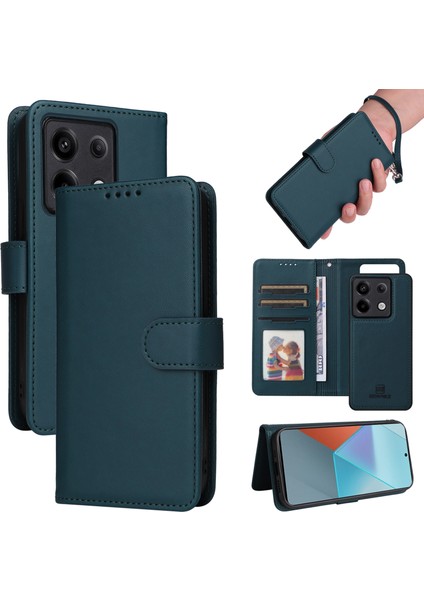 Xiaomi Redmi Note 13 Pro 5g Kılıfı Çıkarılabilir 2'si 1 Arada Pu Deri Telefon Kapağı-Mavi (Yurt Dışından)