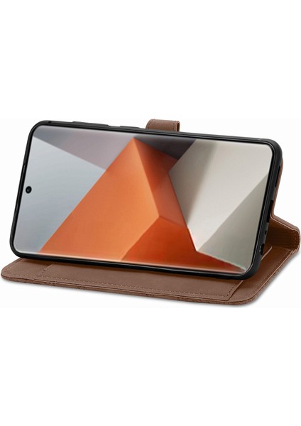 Xiaomi Redmi Note 13 Pro+5g Kılıf Çiçek Desenli Fermuarlı Deri Telefon Kapağı-Kahverengi (Yurt Dışından) fırsatları