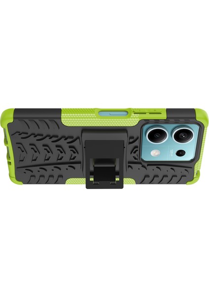 Xiaomi Redmi Note 13 5g Lastik Desenli Kılıf Kickstand Pc+Tpu Kaymaz Telefon Kapağı-Yeşil (Yurt Dışından) modelleri
