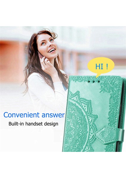 Xiaomi Poco C61 4g Kılıf Pu Deri Kabartmalı Telefon Kılıfı, Kart Yuvalı-Yeşil (Yurt Dışından) modelleri