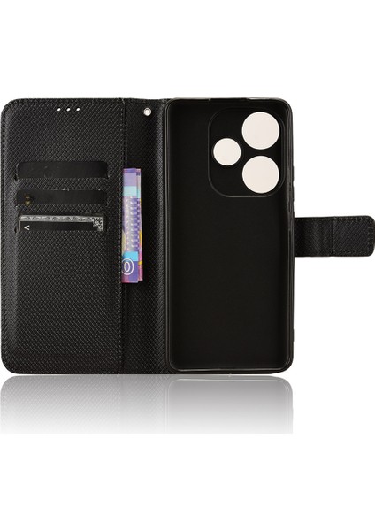 Xiaomi Poco F6 5g Kılıf Elmas Dokusu Katlanabilir Standlı Telefon Kapağı El Kayışı-Siyah Için (Yurt Dışından) fırsatları