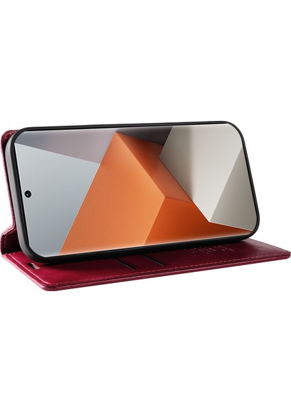 Xiaomi Redmi Note 13 Pro+5g Kılıf Manyetik Kapanış Deri Telefon Kapağı-Şarap Kırmızısı (Yurt Dışından) modelleri
