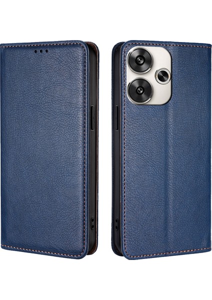 Xiaomi Poco F6 5g Telefon Kılıfı Deri Folyo Kapak Mobil Aksesuarları -Mavi Için (Yurt Dışından)