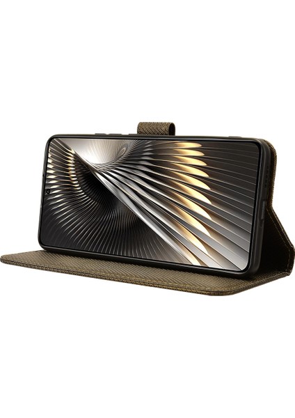 Xiaomi Poco F6 5g Kılıf Elmas Dokusu Katlanabilir Standlı Telefon Kapağı, El Kayışı-Kahverengi Için (Yurt Dışından) modelleri