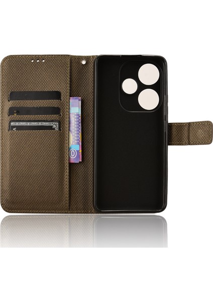 Xiaomi Poco F6 5g Kılıf Elmas Dokusu Katlanabilir Standlı Telefon Kapağı, El Kayışı-Kahverengi Için (Yurt Dışından) fırsatları