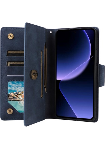 Xiaomi Redmi Için K60 Ultra Manyetik Kılıf Perçin Dekor Pu Deri Fermuar Cüzdan Kapak-Mavi (Yurt Dışından) fiyatları