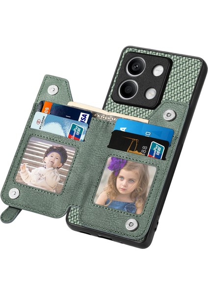 C1-04 Xiaomi Redmi Note 13 4g Cüzdan Kılıf Pu+Pc+Tpu Telefon Kılıfı Kickstand-Yeşil (Yurt Dışından) fırsatları