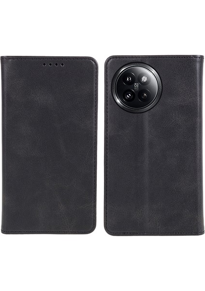 Xiaomi Civi 4 Pro 5g Kılıf Buzağı Dokusu Pu Deri Manyetik Otomatik Kapanan Telefon Kapağı-Siyah (Yurt Dışından)