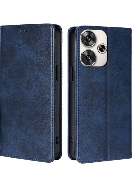 Xiaomi Poco F6 5g Deri Kılıf Buzağı Dokusu Cüzdan Kart Yuvaları Flip Telefon Kapağı-Safir (Yurt Dışından)