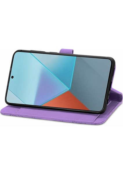 Xiaomi Redmi Note 13 Pro 5g Kılıf Çiçek Desenli Çanta Pu Deri Telefon Kapağı-Açık Mor (Yurt Dışından) indirimleri