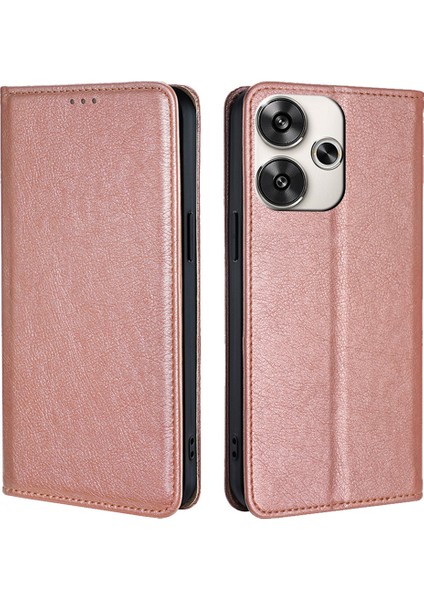 Xiaomi Poco F6 5g Telefon Kılıfı Deri Folio Kapak Mobil Aksesuarlar -Gül Altın Için (Yurt Dışından)