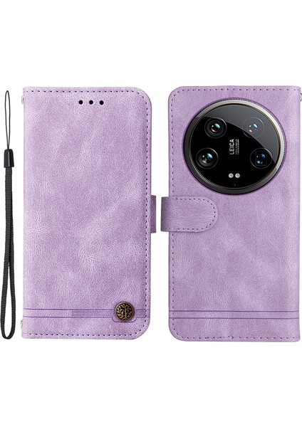 Xiaomi 14 Ultra Telefon Kılıfı Için Flip Deri + Manyetik Tokalı Tpu Kapak-Mor (Yurt Dışından)