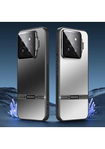 Xiaomi 14 Mat Cep Telefonu Kılıfları Için Pc+Tpu Lens Çerçeveli Kapak Kickstand-Siyah (Yurt Dışından) modelleri