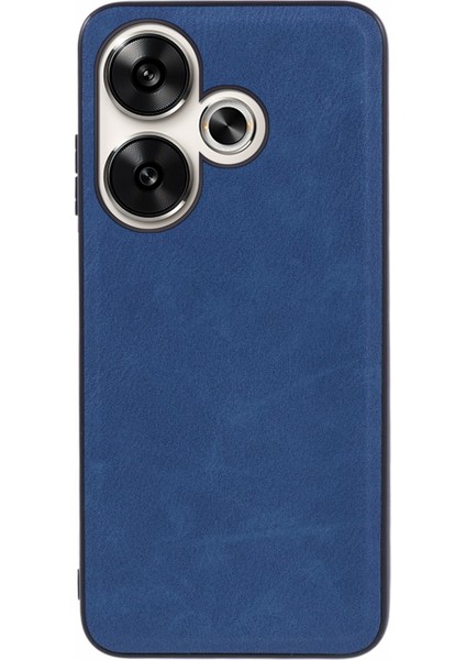 Xiaomi Poco F6 5g Kılıf Için Pu Deri Kaplamalı Pc+Tpu Retro Telefon Koruyucu Kapak-Mavi (Yurt Dışından)