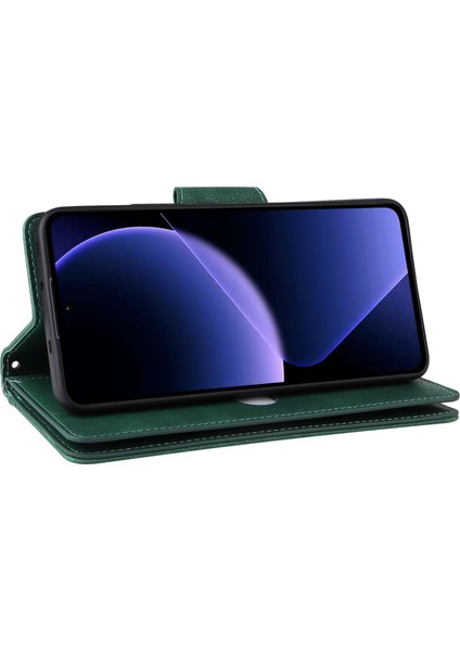 Xiaomi Redmi K60 Ultra Manyetik Kılıf Perçin Dekor Pu Deri Fermuar Cüzdan Kapak-Yeşil (Yurt Dışından) fırsatları