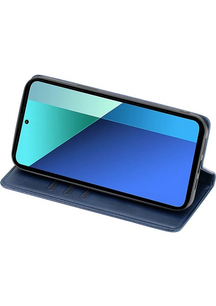 Xiaomi Poco F6 5g Deri Kılıf Buzağı Dokusu Cüzdan Kart Yuvaları Flip Telefon Kapağı-Safir (Yurt Dışından) modelleri