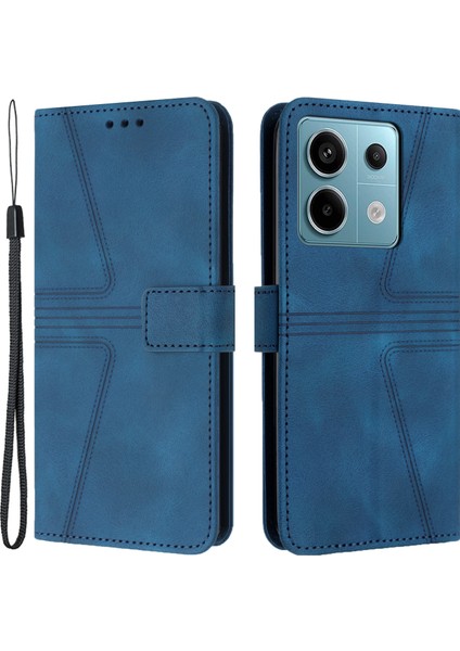 Xiaomi Redmi Note 13 5g Kılıf Katlanır Stand Üçgen Baskılı Deri Telefon Kabuk-Mavi Için (Yurt Dışından)