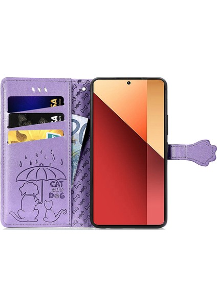 Xiaomi Redmi Note 13 Pro 4g Telefon Kapağı Baskılı Pu Deri Cüzdan Standlı Kılıf-Mor (Yurt Dışından) fiyatları