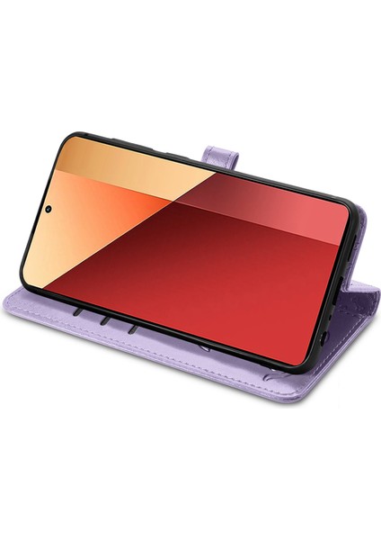 Xiaomi Redmi Note 13 Pro 4g Telefon Kapağı Baskılı Pu Deri Cüzdan Standlı Kılıf-Mor (Yurt Dışından) modelleri