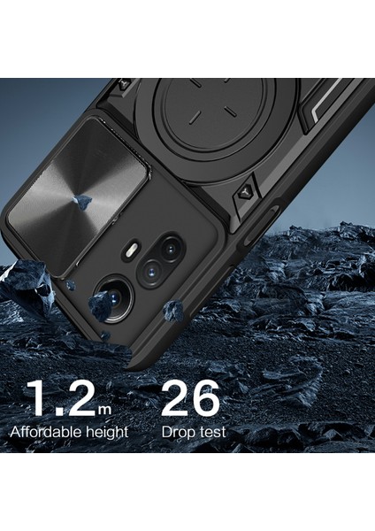 Xiaomi Redmi Note 12S 4g Kılıf Için Anti-Drop Tpu+Pc Telefon Kapağı, Kickstand, Kayar Lens Kapağı-Siyah (Yurt Dışından) modelleri
