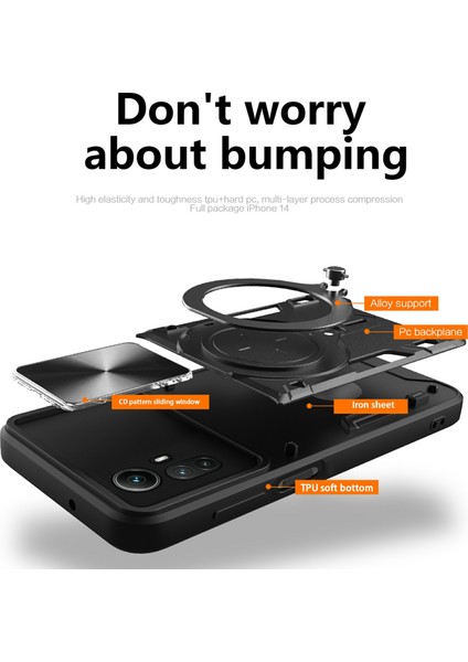 Xiaomi Redmi Note 12S 4g Kılıf Için Anti-Drop Tpu+Pc Telefon Kapağı, Kickstand, Kayar Lens Kapağı-Siyah (Yurt Dışından) fırsatları