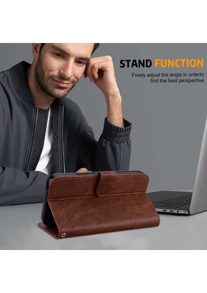 Xiaomi Poco C61 4g Kılıf Için Düz Renk Deri Katlanır Stand Cüzdan Deri Telefon Kapağı-Kahverengi (Yurt Dışından) modelleri