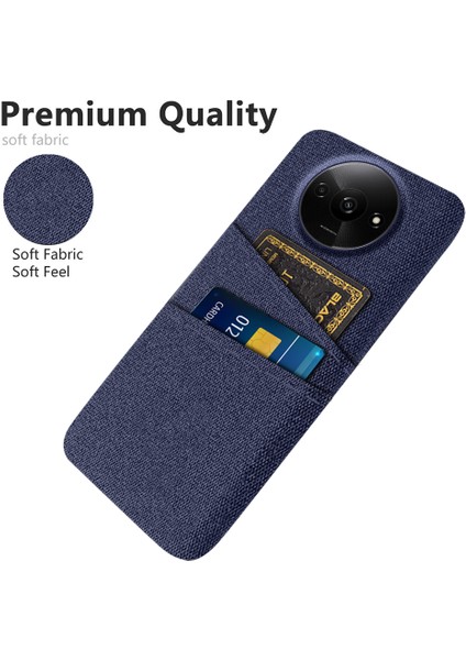 Xiaomi Poco C61 4g Kart Tutucular Için Kılıf Kaymaz Dokulu Kumaş + Pc Telefon Kapağı-Mavi (Yurt Dışından)