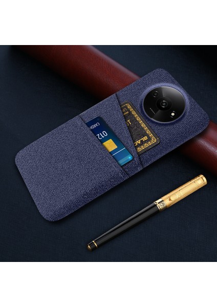 Xiaomi Poco C61 4g Kart Tutucular Için Kılıf Kaymaz Dokulu Kumaş + Pc Telefon Kapağı-Mavi (Yurt Dışından)