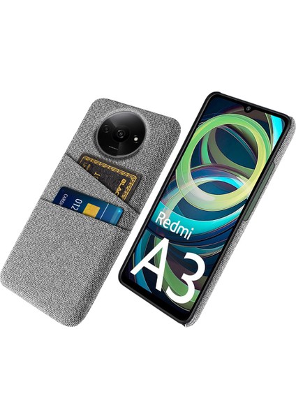 Xiaomi Poco C61 4g Kart Tutucular Için Kılıf Kaymaz Dokulu Kumaş + Pc Telefon Kapağı-Açık Gri (Yurt Dışından)