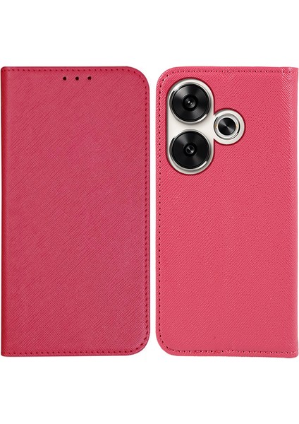 Xiaomi Poco F6 5g Kılıf Cüzdan Çapraz Doku Deri Flip Telefon Kapağı-Gül (Yurt Dışından)