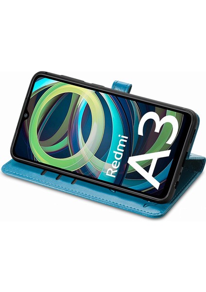 Xiaomi Redmi Için A3 Kılıf Sevimli Kedi Köpek Baskılı Pu Deri Flip Telefon Kapağı-Mavi (Yurt Dışından) modelleri