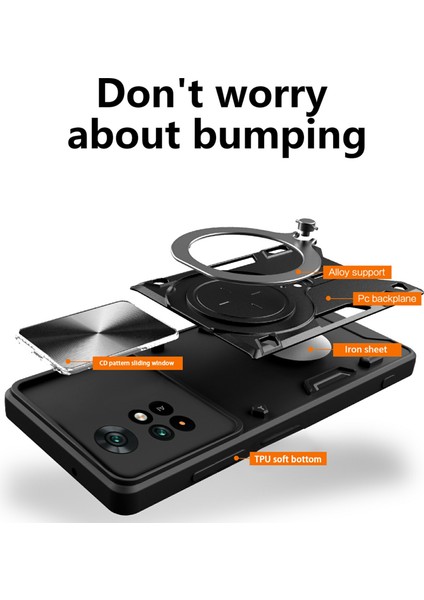 Xiaomi Poco M4 Pro 4g Kickstand Kılıf Tpu+Pc Telefon Kapağı, Slayt Lensli Kalkan-Kırmızı (Yurt Dışından) fırsatları