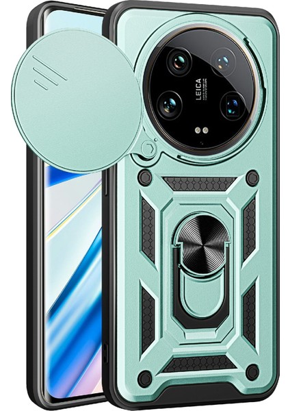 Xiaomi 14 Ultra Telefon Kılıfı Için Kamera Koruma Darbeye Dayanıklı Pc+Tpu Arka Kılıf-Yeşil (Yurt Dışından)