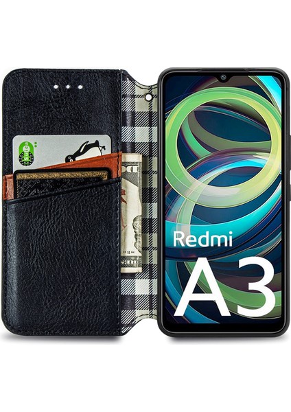 Xiaomi Redmi A3 Cüzdan Kılıf Deri Telefon Kapağı Mobil Aksesuarları -Siyah Için (Yurt Dışından) fiyatları