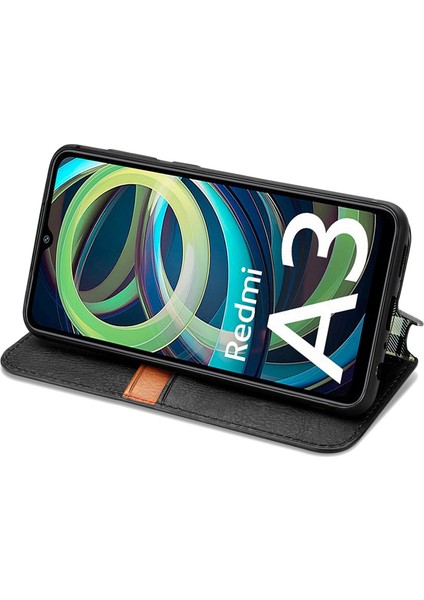 Xiaomi Redmi A3 Cüzdan Kılıf Deri Telefon Kapağı Mobil Aksesuarları -Siyah Için (Yurt Dışından) modelleri