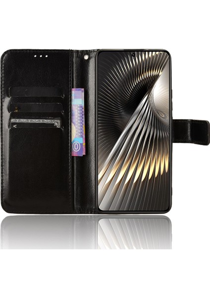 Xiaomi Poco F6 5g Kılıf Bilek Kayışı Crazy Horse Doku Manyetik Toka Telefon Kapağı-Siyah Için (Yurt Dışından) modelleri