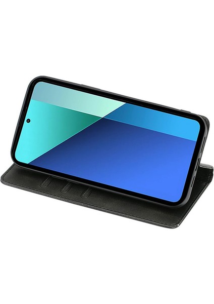 Xiaomi Poco F6 5g Deri Kılıf Buzağı Dokulu Cüzdan Kart Yuvaları Flip Telefon Kapağı-Siyah (Yurt Dışından) modelleri