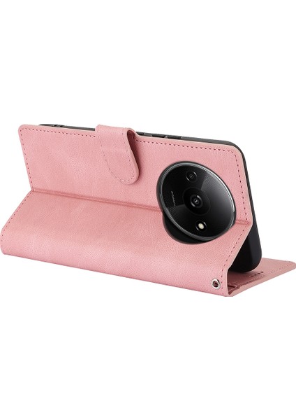 Xiaomi Redmi A3 Cep Telefonu Kılıfları Için Manyetik Toka Deri Stand Kapağı-Pembe (Yurt Dışından) modelleri