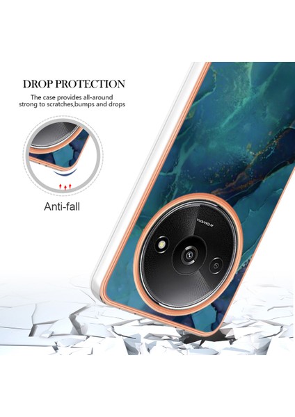 Xiaomi Poco C61 4g Galvanik Kılıf Mermer Desenli 2.0mm Tpu Telefon Kapağı-Yeşil Için (Yurt Dışından) indirimleri
