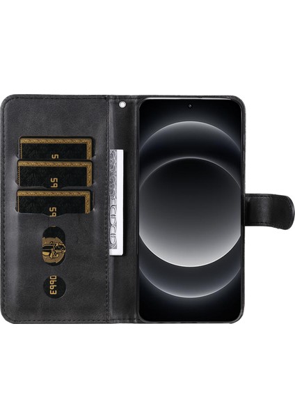 Xiaomi 14 Ultra Kılıf Buzağı Doku Fermuar Cüzdan Pu Deri Koruyucu Telefon Kapağı-Siyah (Yurt Dışından)